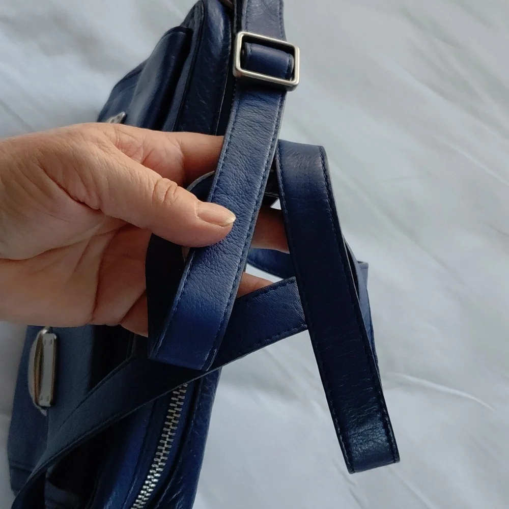 Fossil Navy Leather Crossbody Bag